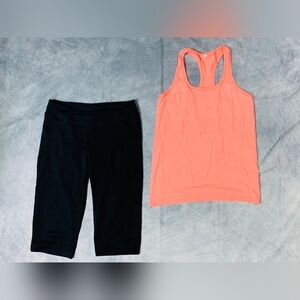 lululemon athletica Coral and Black Muscle Tee